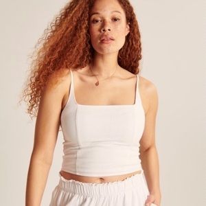 Abercrombie white linen tank strap crop top Elastic top